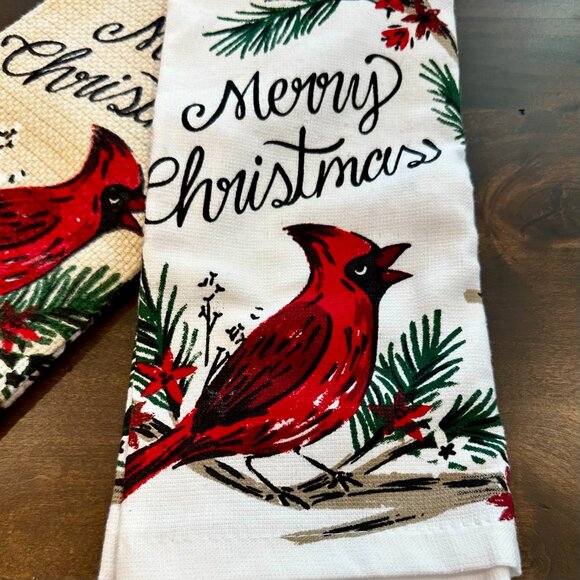 NEW - St. Nicholas Square® Christmas Cardinal Kitchen Towel - Set of 2 - Picture 2 of 8